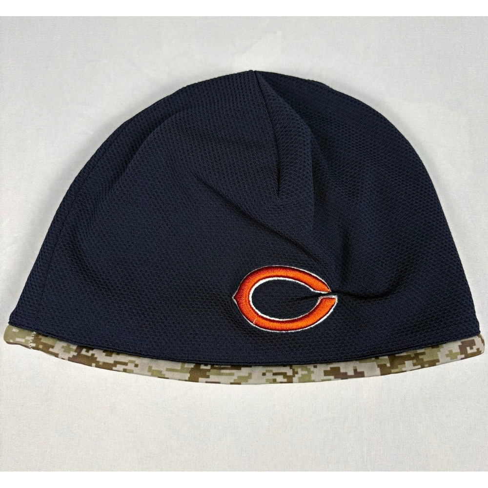 New Era Chicago Bears NFL Reversible Knit Beanie Hat One Size Navy Orange Camo